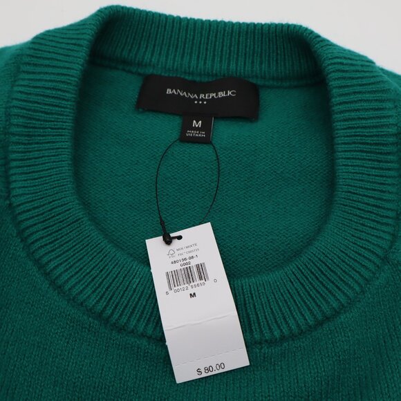 Banana Republic Green Cotton Blend Women's Crew Neck Sweater Size M NWT - Picture 3 of 3